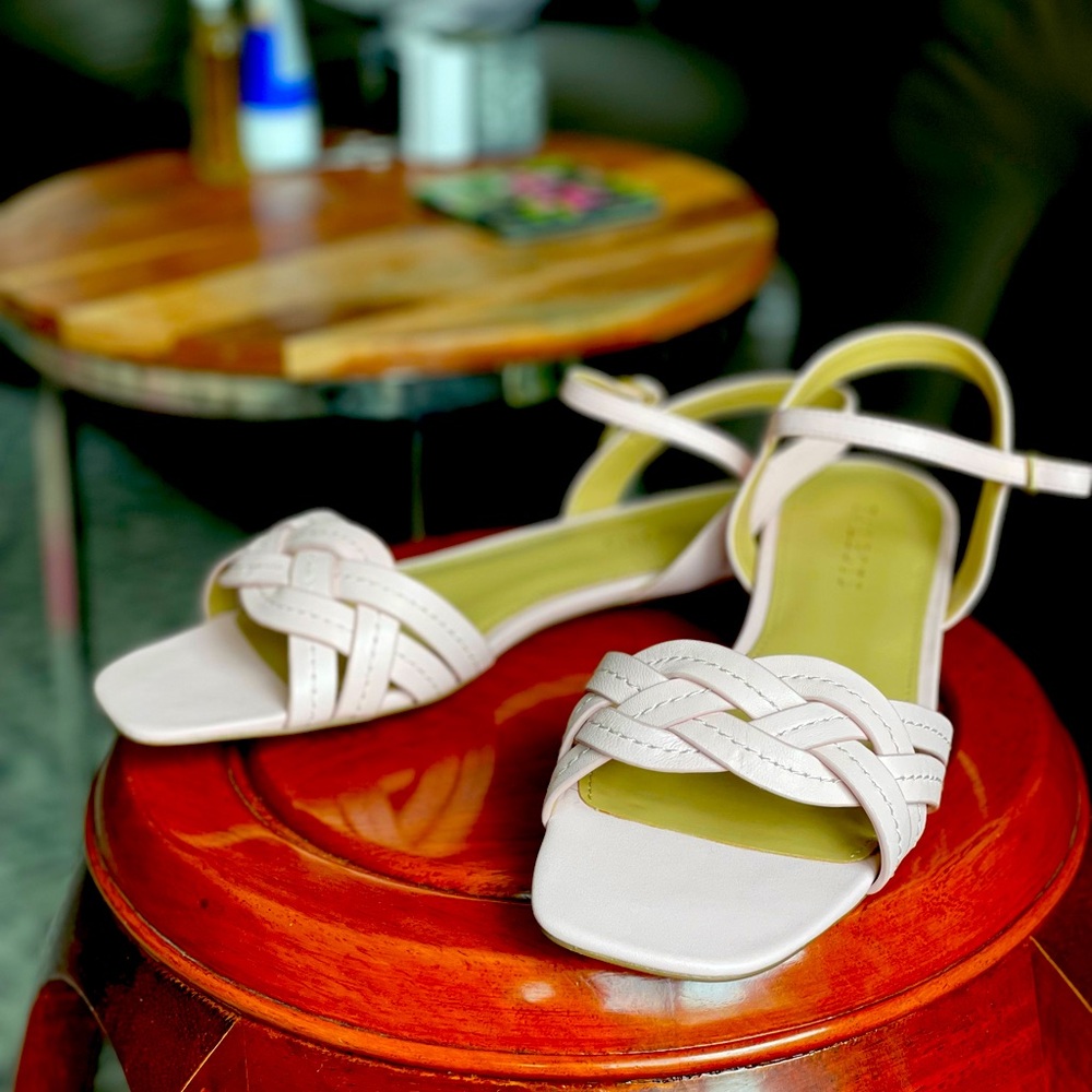 Pale Pink twisted leather sandals
